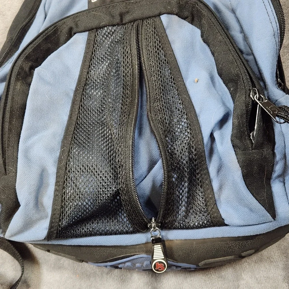 Jansport Backpack Thick Rubber Tire Bottom Blue Bookbag Vintage 90s Y2K